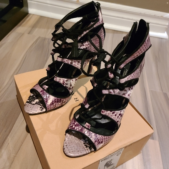 Womens zara snake print leather pumps - Picture 1 of 5